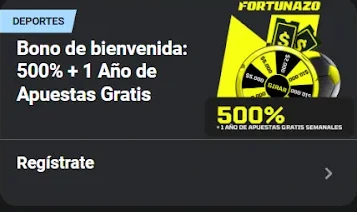Tarjeta del bono de deportes de Fortunazo: 500% más un año de apuestas gratis