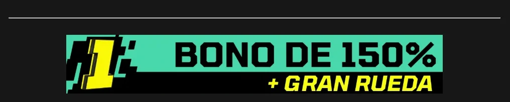 Banner del bono de 150% más Gran Rueda de Fortunazo